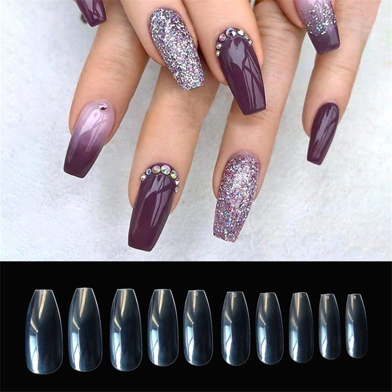500 Transparent Natural Fake Nails – Full Cover Nail Tips